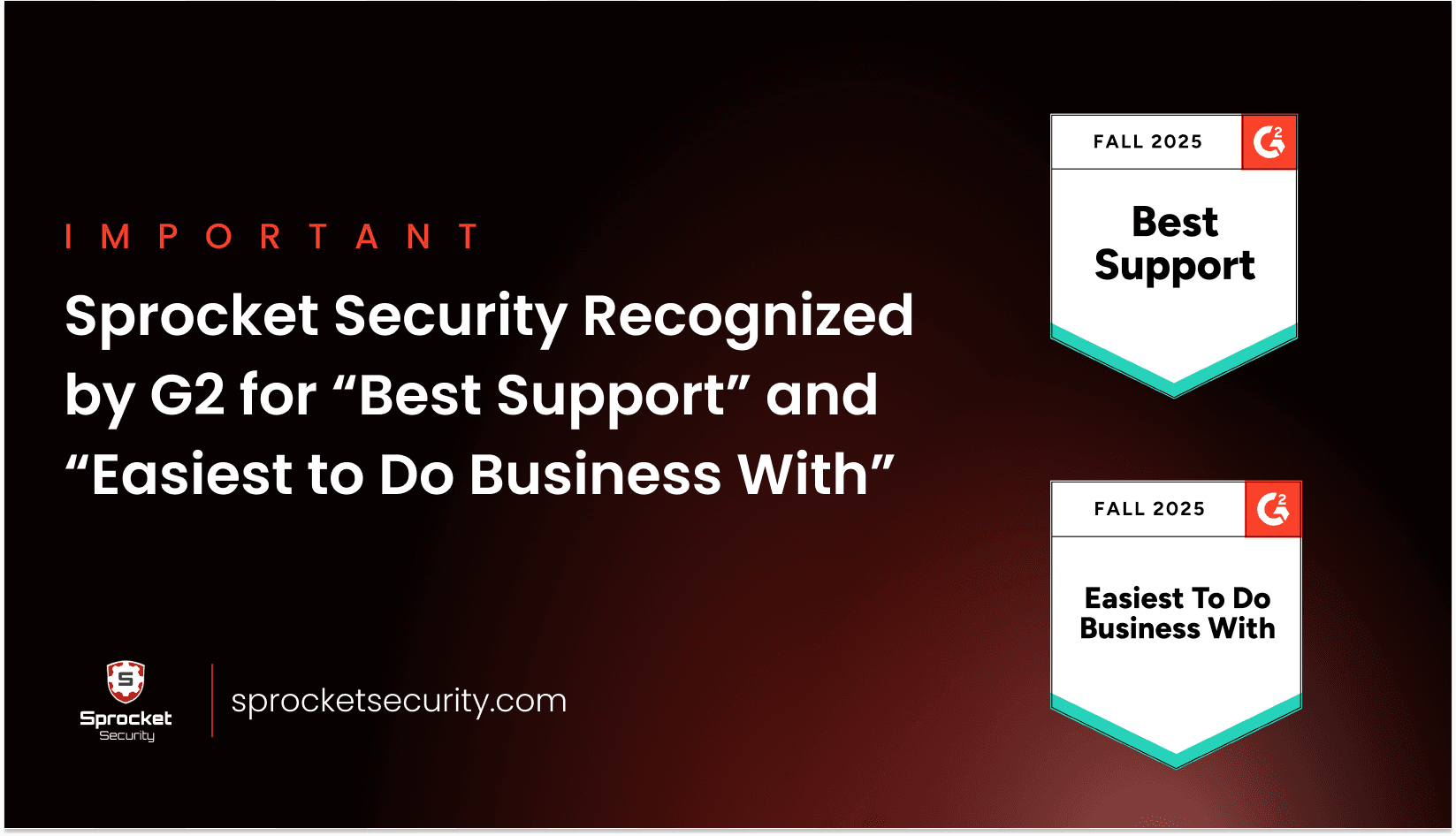 Sprocket Security Recognized by G2 for 'Best Support' and 'Easiest to Do Business With'