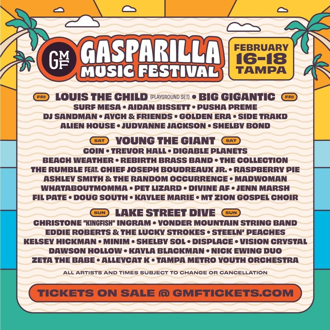 Gasparilla Music Festival Releases Daily Lineup for Feb 16-18