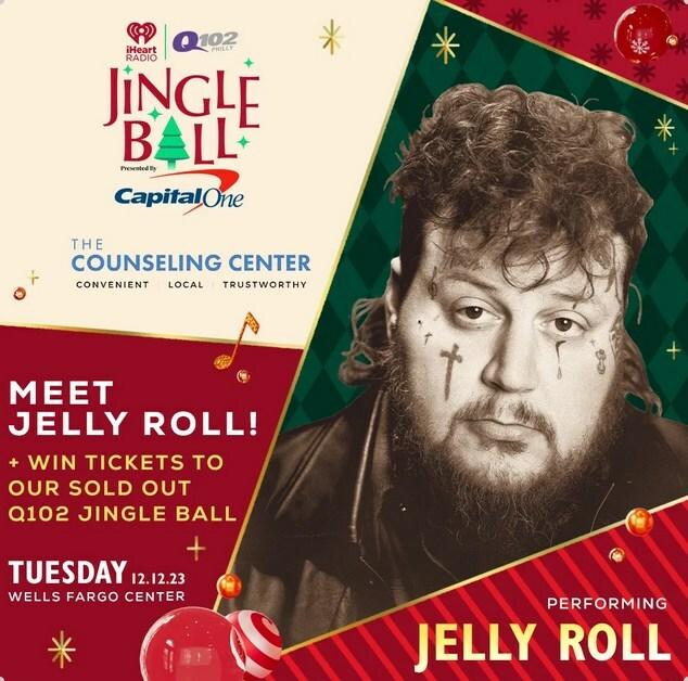 The Counseling Center Sponsors Jelly Roll to promote his powerful Message of Recovery at Q102 Philly's Jingle Ball 2023